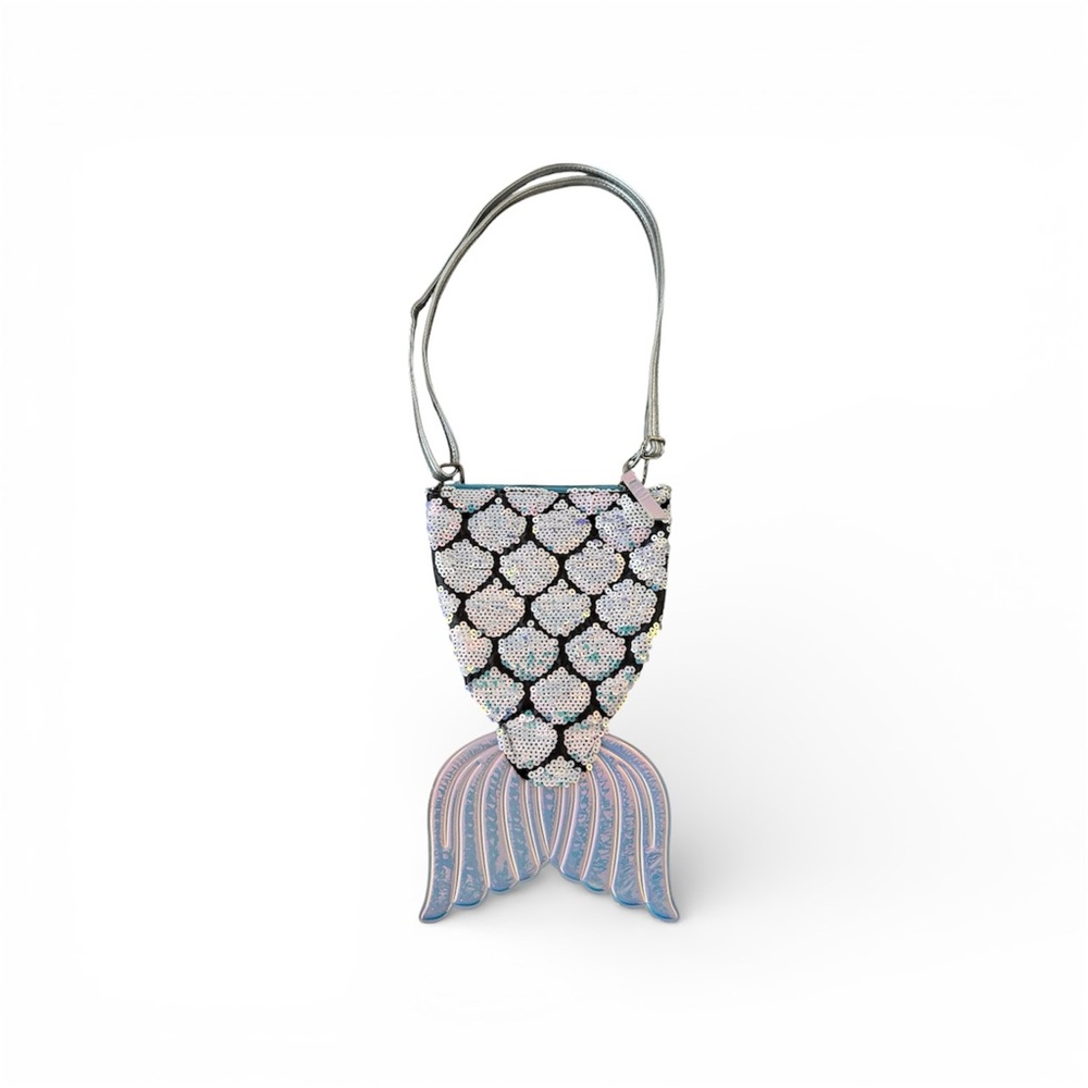 p.s. Aeropostale Kids Girls Mermaid Tail Sequin Shoulder Bag Iridescent Blue